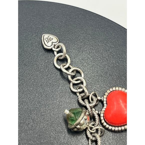 Brighton Green Orange Butterfly and Heart Charm Bracelet Jewelry 8” Butterflight - Picture 4 of 7